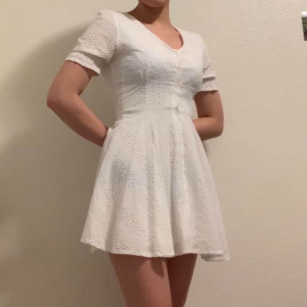 short sleeve white mini dress